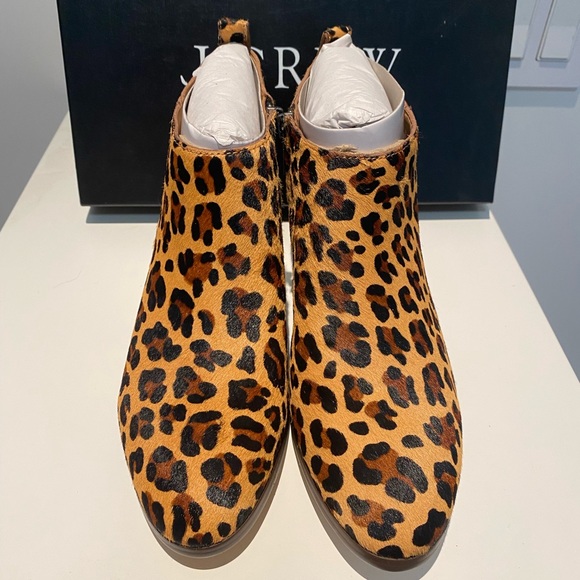 J. Crew Factory Sawyer Calf Hair Leopard Ankle Boots - Picture 4 of 7
